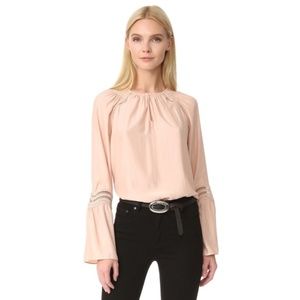 NWOT Ramy Brook Astrid Wave Trim Blouse in blush